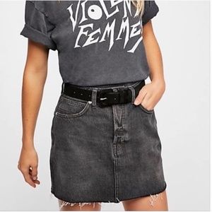 We The Free Rugged A-Line Black Denim Mini Skirt